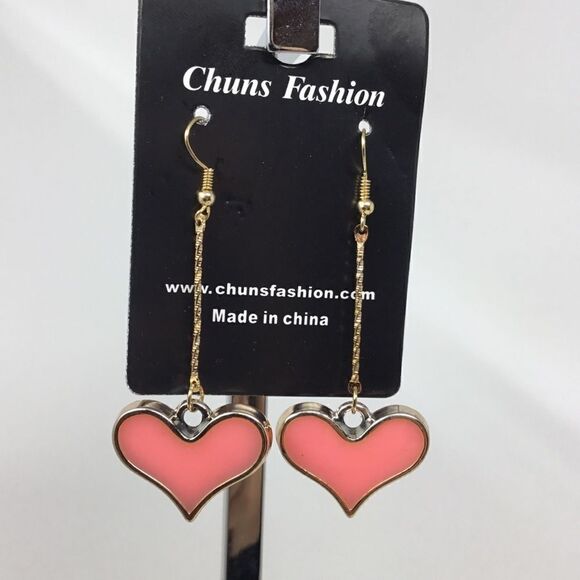 Lightweight Heart Dangle Earrings (H15) - Picture 1 of 5